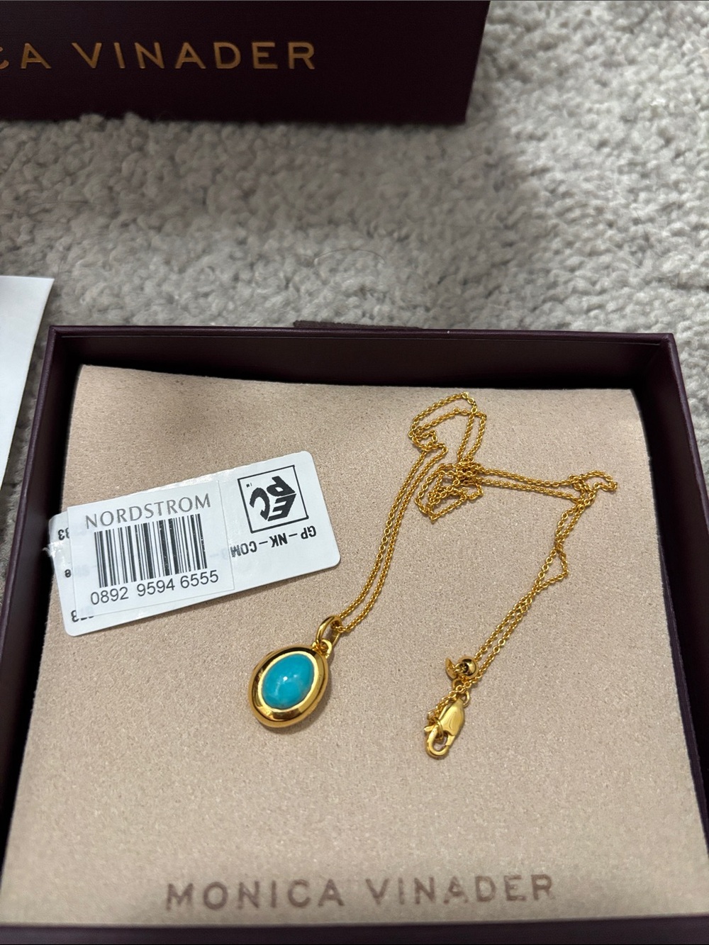 MONICA VINADER birthstone Locket Necklace with Turquoise Pendant